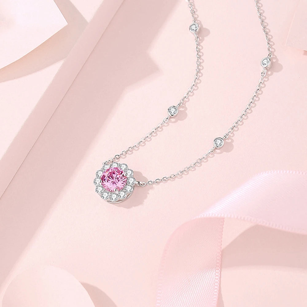 Vinregem Round Cut Lab Sapphire High Carbon Diamond Gemstone Pendant Necklaces 100% 925 Sterling Silver Fine Jewelry Wholesale