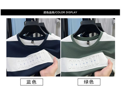 Top Grade Yarn Dyed Striped New Summer Tops Designer Round Neck Tshirt Men 2025 Brand Short Sleeve Casual Fashion Men Clothing