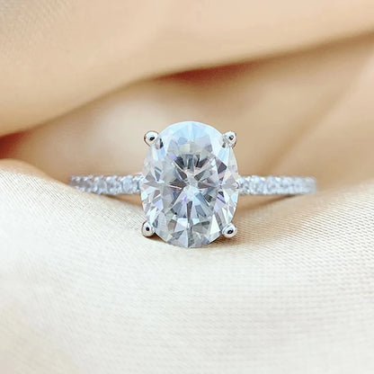 Smyoue オーバルカット 1CT 2CT 3CT Dカラー モアサナイトリング レディース用 ラボダイヤモンド ウェディング プロミスバンド S925 スターリングシルバージュエリー
