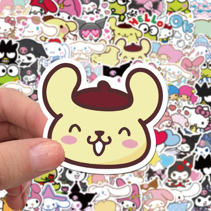 50/100PCS Sanrio Mix Stickers Hello Kitty Kulomi Waterproof Graffiti Phone Laptop Luggage Guitar Notebook Stickers Kids Toys