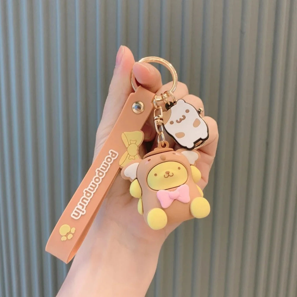 Anime Sanrio Hello Kitty Figures Keychain Kawaii Melody Kuromi Doll Backpack Pendant Decoration Keyring Girl&Kid Gifts Toys