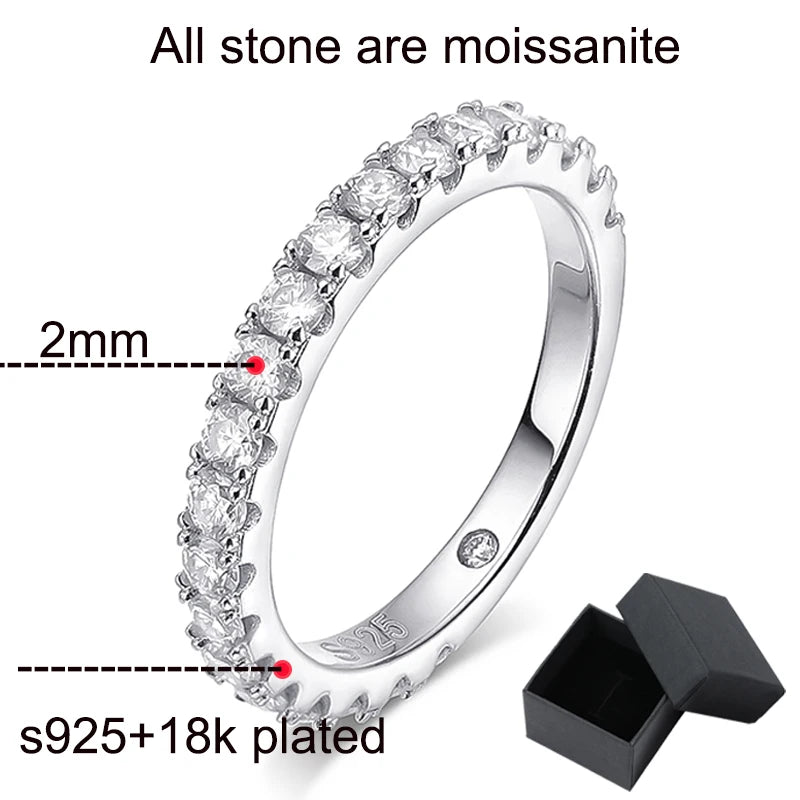 Smyoue 18k Plated 0.6-4.2CT All Moissanite Rings for Women Sparkly Luxury Wedding Diamond Band 100% 925 Sterling Silver Jewelry