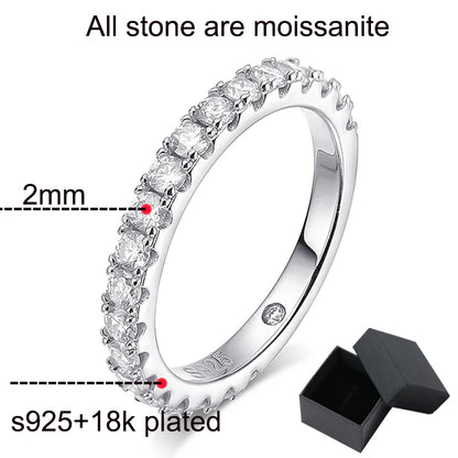 Smyoue 18k Plated 0.6-4.2CT All Moissanite Rings for Women Sparkly Luxury Wedding Diamond Band 100% 925 Sterling Silver Jewelry