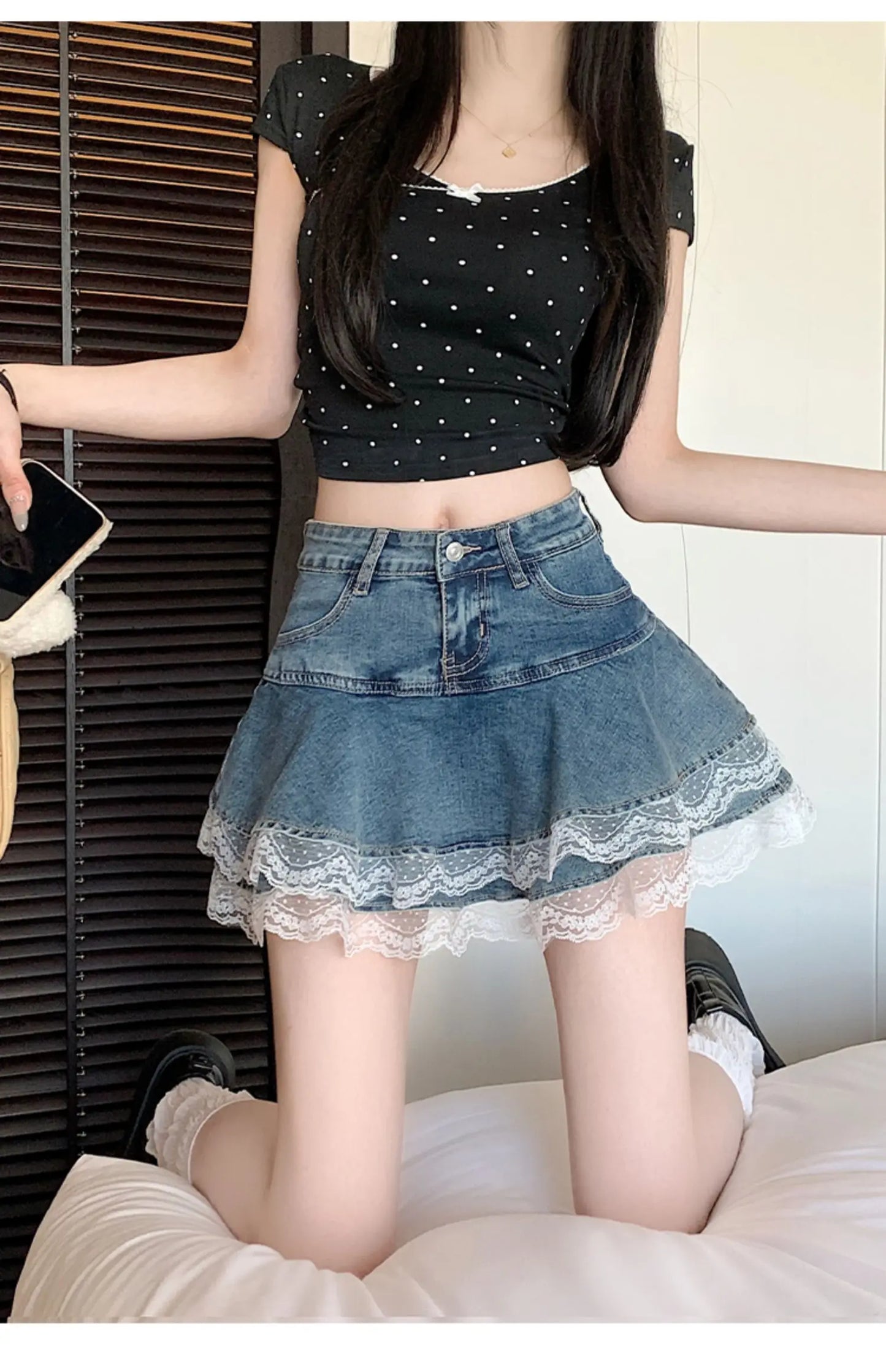 スイートセクシーデニムケーキスカート レディース レトロ ハイウエスト Aライン ミニスカート 女性用 韓国ファッション カジュアル ストリートウェア プリーツスカート Y2K