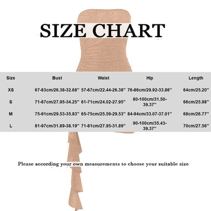 2024 Glitter Sexy Dress Women Strapless Skeleton Mini Summer Bodycon Dress Vestido Elegant Ruched Ruffles Robe Night Party Dress