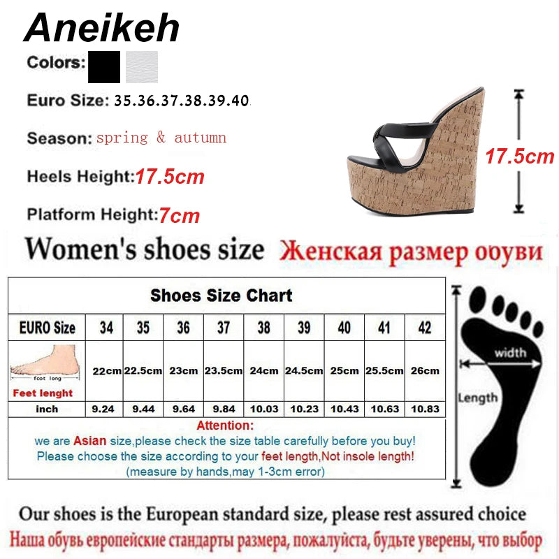 Aneikeh ウェッジヒール レディーススリッパ ファッション オープントゥ プラットフォームサンダル 夏用 超ハイヒール 女性用パーティーシューズ サイズ35-42