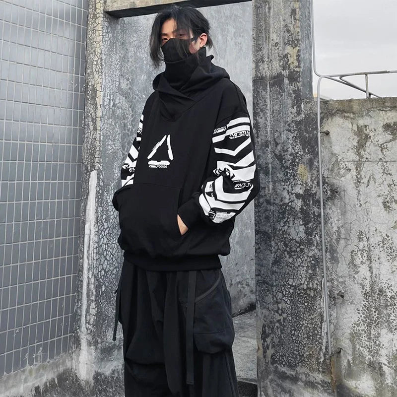 2025 Punk Hoodie Men Fashion Creative Print Sweatshirt Pullover Harajuku Hip Hop Streetwear Tactical Functional Hoodies Techwear