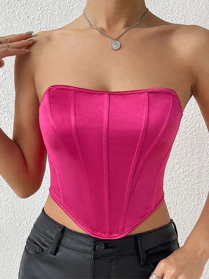 Fashion White Fishbone Skinny Corset Top Sexy Black Sleeveless Inner Tank Top Women Y2K Street Style Slim Crop Top