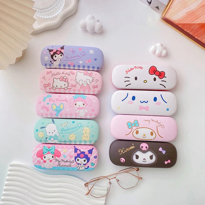 Cartoon Stitch Hello Kitty Glasses Case Children Students Anti Drop Glasses Storage Box Princess Series Pattern Protective Case