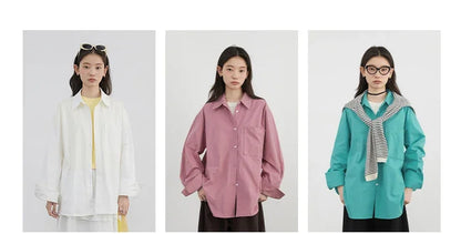 CHIC VEN Women Shirts Solid Long Sleeve Loose Single Breasted Female Blouses Woman Cotton Spring Summer 2025 Clothing