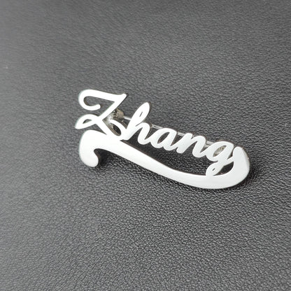 2022 Personalized Custom Women Name Brooch Stainless Steel Nameplate Lapel Badges Fashion Temperament Jewelry Best Gifts