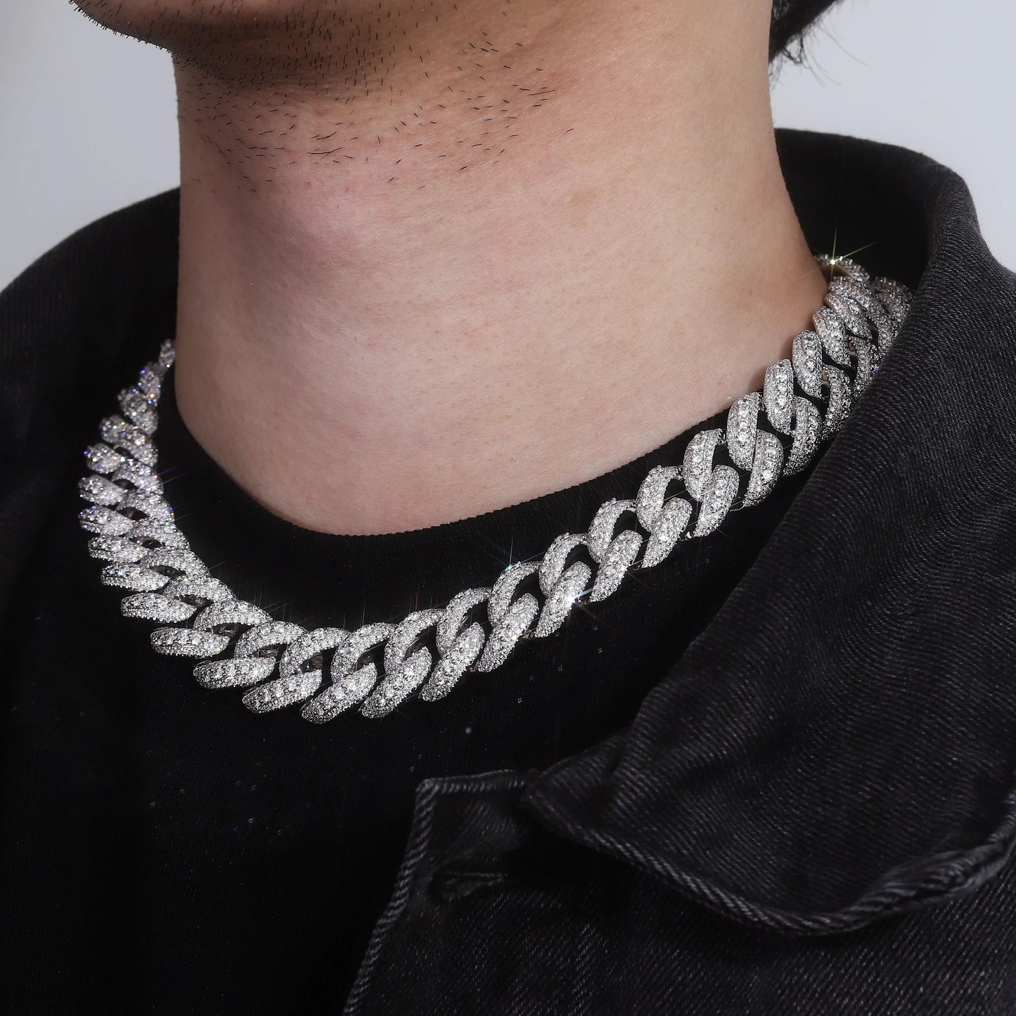 プロヴァンス モアサナイト キューバンチェーン ネックレス メンズ用 S925シルバー 厚さ18mm マイアミキューバンリンク チョーカー レディース ヒップホップ カスタムジュエリー