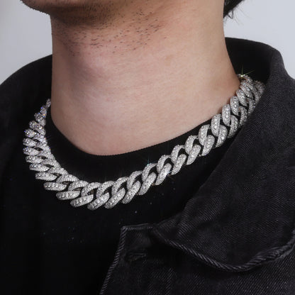 プロヴァンス モアサナイト キューバンチェーン ネックレス メンズ用 S925シルバー 厚さ18mm マイアミキューバンリンク チョーカー レディース ヒップホップ カスタムジュエリー