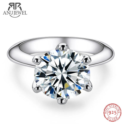 AnuJewel 1カラット 2カラット 3カラット 5カラット Dカラー モアサナイト 婚約指輪 レディース 925スターリングシルバー ゴールドメッキ ソリティアリング 卸売り
