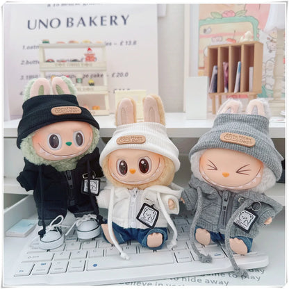 17cm Labubuベア カジュアルジャケット ドール服 - Pullip、Blythe、OB11、BJD用かわいいぬいぐるみアウター、カワイイテディコート