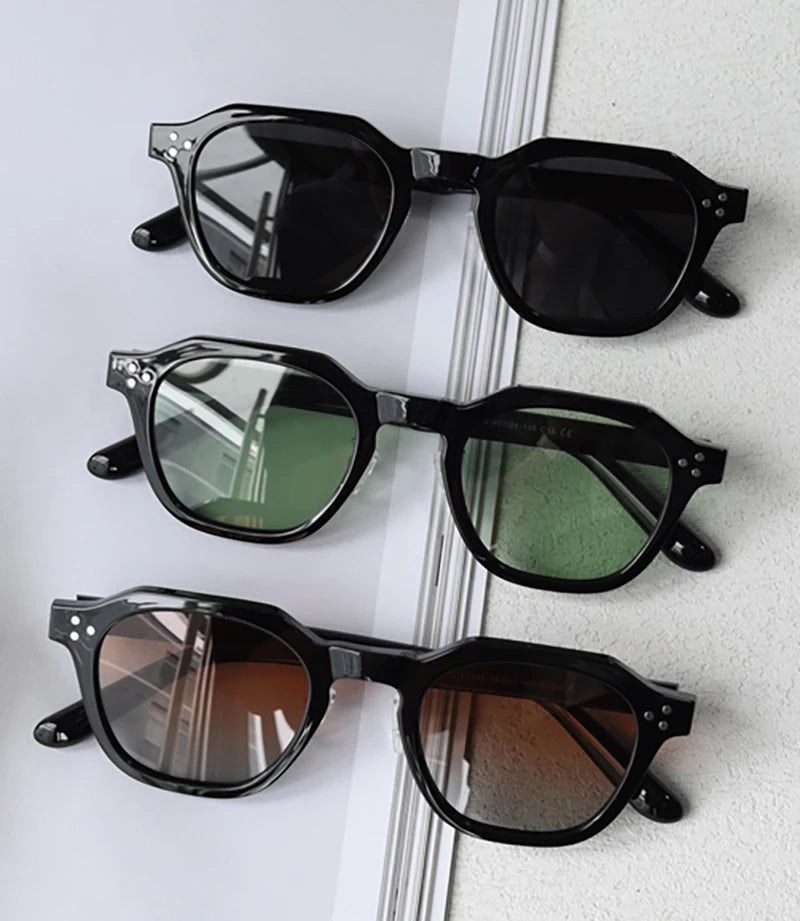 Peekaboo korean style retro sun glasses for women TR90 frame polygon polarized sunglasses uv400 male green brown 2023 summer