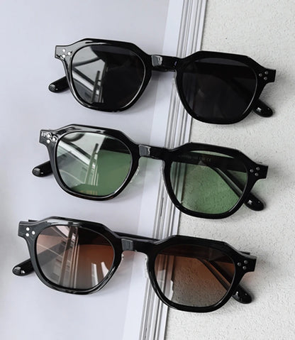 Peekaboo korean style retro sun glasses for women TR90 frame polygon polarized sunglasses uv400 male green brown 2023 summer