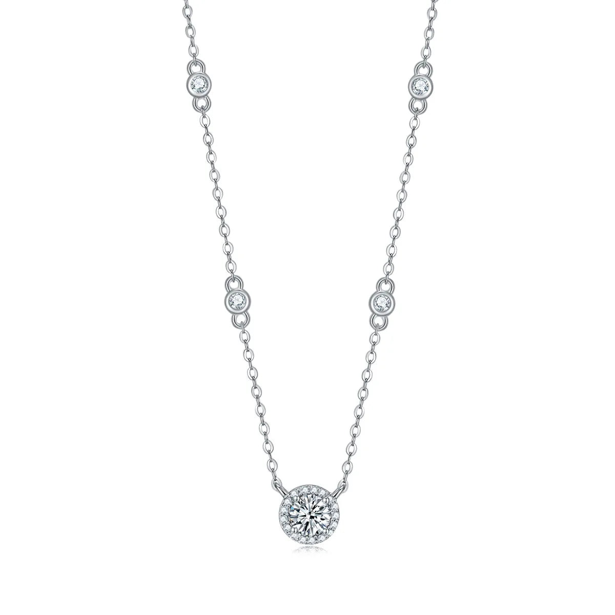 FEOBUR 1-3CT モアサナイト ネックレス レディース用 認定925スターリングシルバー 輝くラボダイヤモンド ペンダントチェーン パーティージュエリー GRA