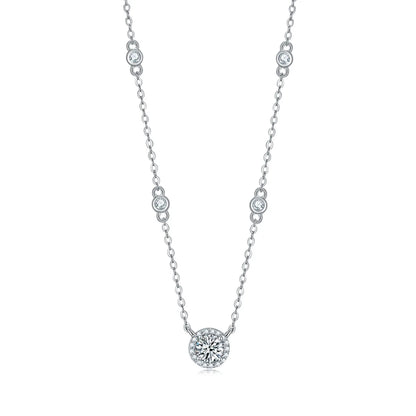 FEOBUR 1-3CT モアサナイト ネックレス レディース用 認定925スターリングシルバー 輝くラボダイヤモンド ペンダントチェーン パーティージュエリー GRA