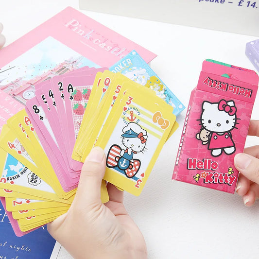 Hello Kitty Poker Cards Cartoon Fun Kuromi Cinnamoroll Melody Kid Sanrio Kawaii Playing Card Board Game Toy Deck Card Collection