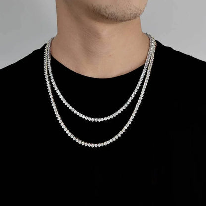 FEOBUR 3mm モアサナイト テニスネックレス レディース メンズ S925 スターリングシルバー フルダイヤモンド ネックチェーン GRA トレンディジュエリー ギフト