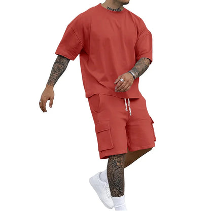 New men's casual sportswear set in 2025, including a stylish T-shirt and a pair of work-style shorts deportes entretenimiento
