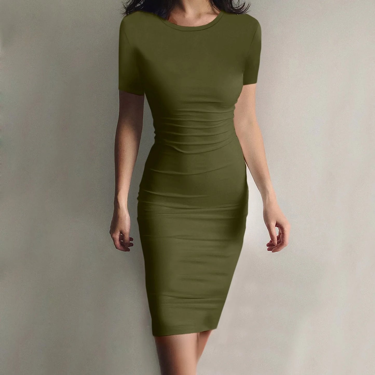 Summer Dress High Stretch Tank Robe Solid Short Sleeve Casual Slim Long Pencil Dress Women Sexy Maxi Dress Elegant Thin Vestido