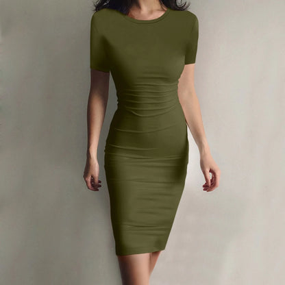 Summer Dress High Stretch Tank Robe Solid Short Sleeve Casual Slim Long Pencil Dress Women Sexy Maxi Dress Elegant Thin Vestido