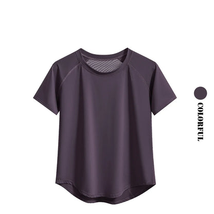 DRUR ヨガトップス スポーツウェア レディース ジムシャツ 通気性 速乾 半袖 ワークアウト Tシャツ ジョガー ランニング Tシャツ ヨガウェア 新作