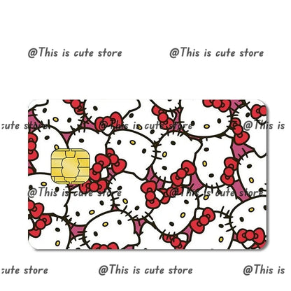 Sanrios Hello Kittys Kuromi Credit Card Skin Stickers for Bank Card Bus Anime Rilakkuma Metro Card Sticker Waterproof Girls Gift