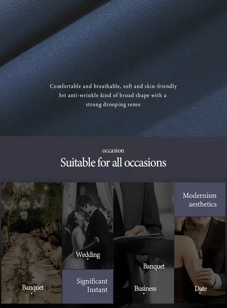 ST Cassy High Quality Men's Suit black Fashionable and Casual Slim Fit Male Groom Wedding Blazers Party Dress Jacket Coat Pants