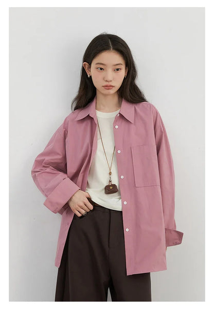 CHIC VEN Women Shirts Solid Long Sleeve Loose Single Breasted Female Blouses Woman Cotton Spring Summer 2025 Clothing