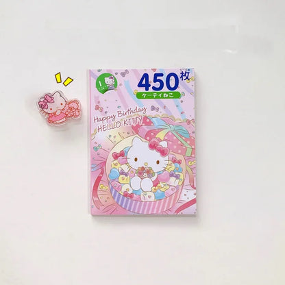 450Pcs/Book Sanrio Stickers Melody Cartoon Kuromi Hello Kitty Cinnamoroll Hand Acount Decorative Sticker Girls Gift Kids Toys