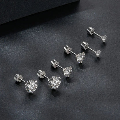 Bamoer U 1CT Moissanite Stud Earrings Round Cut Lab Diamond Platinum Plated Earrings for Women Wedding Minimalist Gift S925