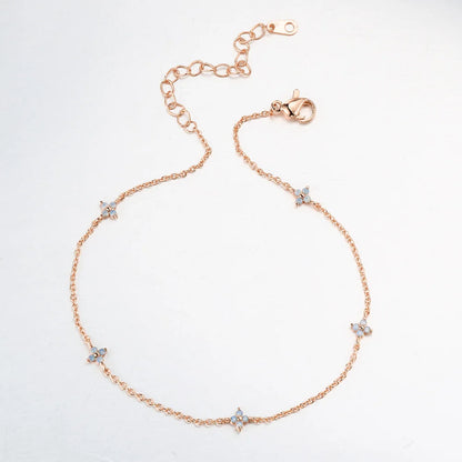 Four Leaf Clover Anklet Bracelet for Women Delicate Kpop Style Ctystal Thin Chains On Leg Summer Beach Accessories Gifts KDA003