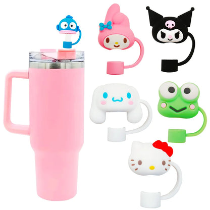 Sanrio Silicone Sealing Straw Plug Cartoon Hello Kitty Reusable Drinking Dust Cap Plugs Tips Cover Suit Cup Cute DIY Accessories
