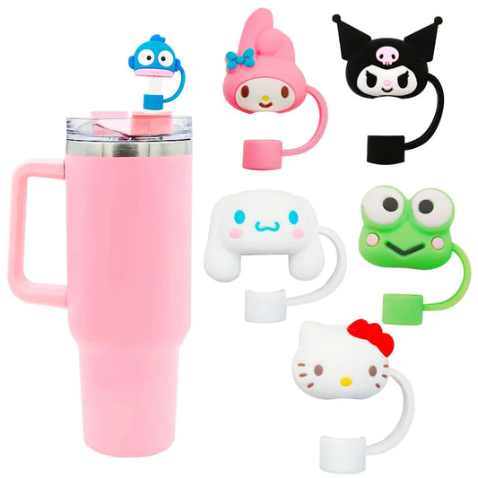 Sanrio Silicone Sealing Straw Plug Cartoon Hello Kitty Reusable Drinking Dust Cap Plugs Tips Cover Suit Cup Cute DIY Accessories