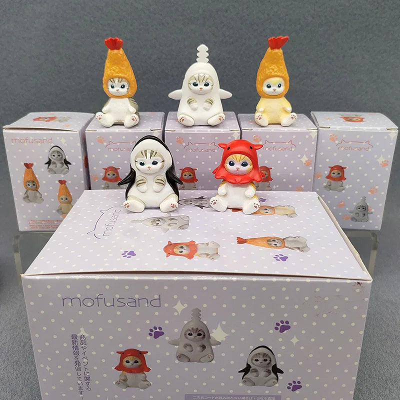 4cm Mofu 猫 サンズ アクションフィギュア コレクションセット 動物ヘッドギア人形 かわいい PVCモデル デスクトップ装飾 工芸品 ギフト おもちゃ