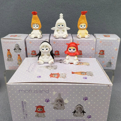4cm Mofu 猫 サンズ アクションフィギュア コレクションセット 動物ヘッドギア人形 かわいい PVCモデル デスクトップ装飾 工芸品 ギフト おもちゃ