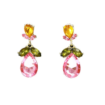 Colorful Zircon Flower Water Drop Charm Necklace Jewelry Sets for Women Elegant Luxury Earrings High-End Bestie Gift Accessories