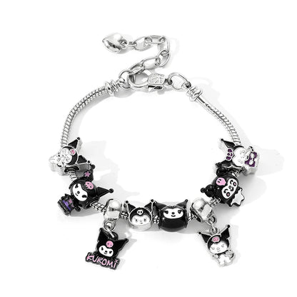 Sanrio Cute Kuromi Popular DIY String Accessory Bracelet Anime Characters Kuromi Kawaii String Bracelet for Best Girlfriend Gift