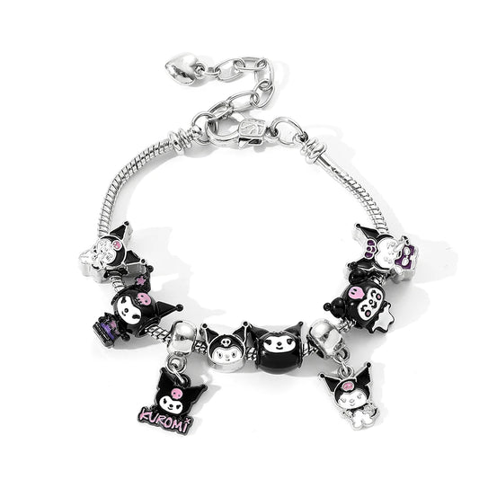 Sanrio Cute Kuromi Popular DIY String Accessory Bracelet Anime Characters Kuromi Kawaii String Bracelet for Best Girlfriend Gift