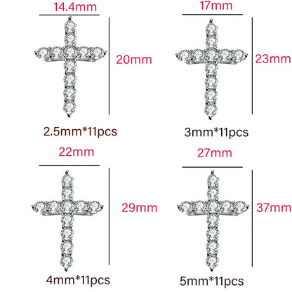 Lycfn 5MM Moissanite Cross Sparkling Pendant Necklace S925 Sterling Sliver with GRA Plated 18k Gold for Women Man Fine Jewelry