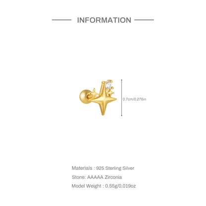 Aide 925 Sterling Silver 1pc Geometry Multi Piercing Stud Earrings For Women K Gold Simple Elegant Tassel Jewelry Gift Pendiente