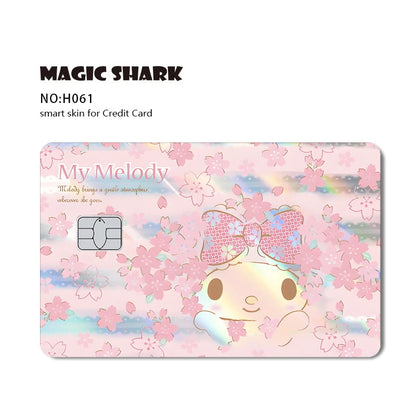 ホットセール Hello Kitty Kuromi ホログラフィックレーザー光沢フィルムスキンカバーステッカー（デビット・クレジットカード・銀行カード用）
