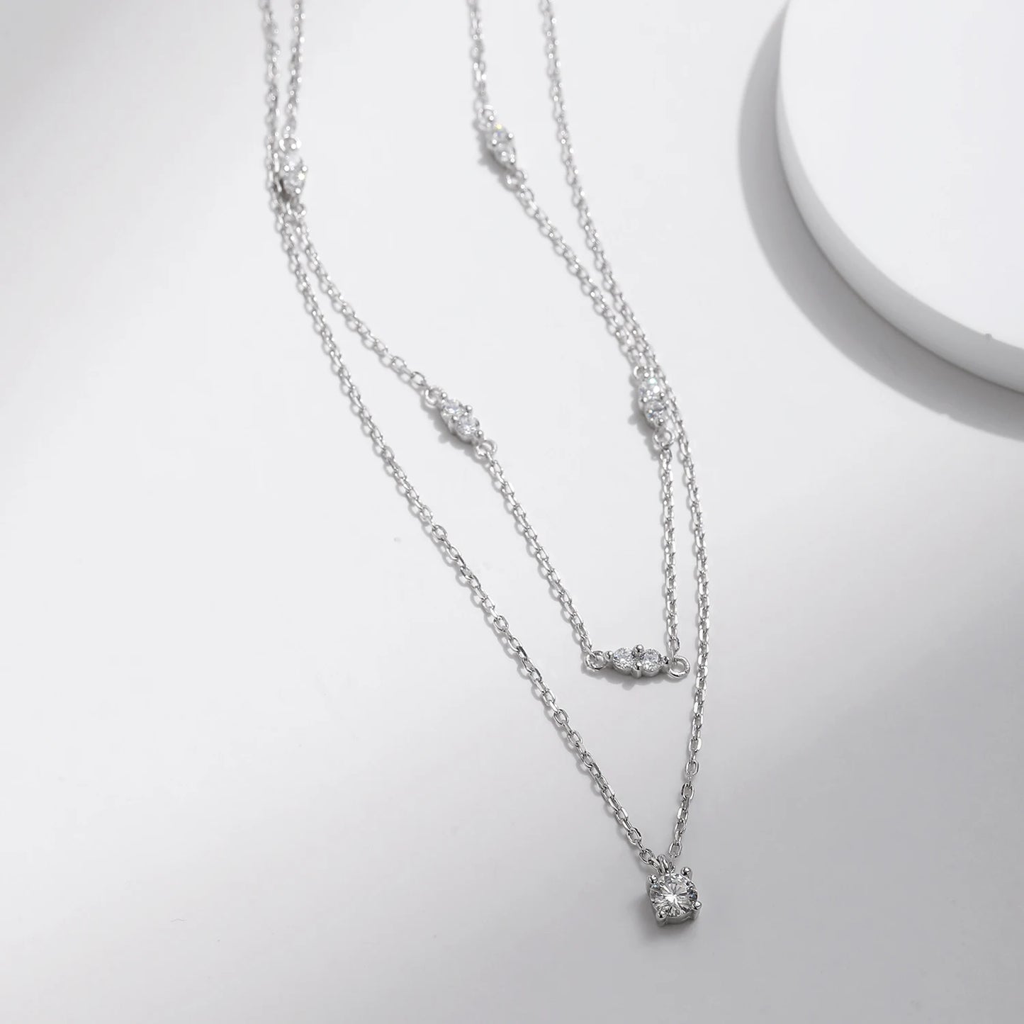 MODIAN 925 Sterling Silver Elegant Moissanite Double Layer Pendant Necklace Charming Choker Necklace Fine Jewelry For Women
