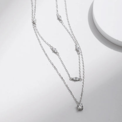 MODIAN 925 Sterling Silver Elegant Moissanite Double Layer Pendant Necklace Charming Choker Necklace Fine Jewelry For Women