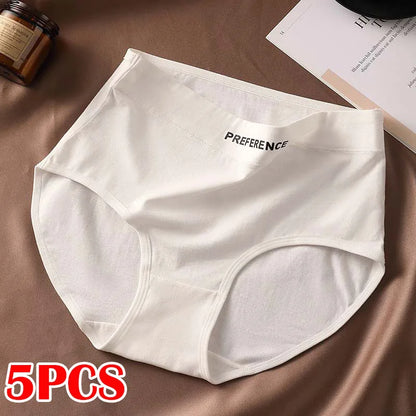 FallSweet 5Pcs Women Plus Size Cotton Panties Seamless Panties Comfort Breathable Underwear Girls Mid-Waist Briefs Sexy Lingerie