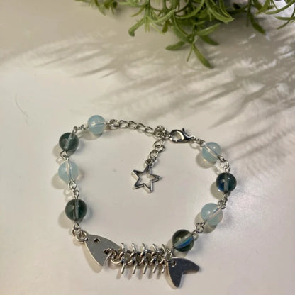 Fishbone Beads Bracelet | Fish Jewelry Gifts | Star & Bead | Cute Minimalist Earrings | Unique Sealife Bracelet | Kawaii Animal