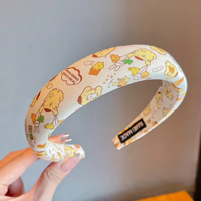 sanrio New Children's Hair Hoop for Girls Sponge High Headband Cute Kuromi Hair Accessories Wide Edge Compression Hair Bundle